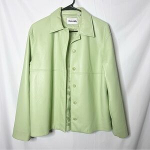 Aritzia Sunday Best Light Green Faux Leather Button Down Jacket Size Small